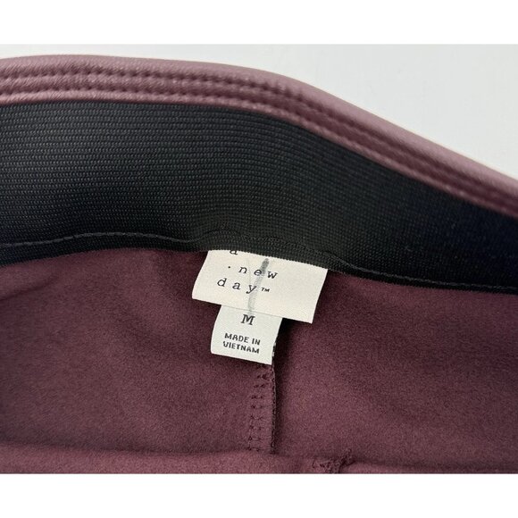 NWOT A New Day Faux Leather Burgundy Pull On Leggings Biker Rock Size M Grunge - Picture 5 of 8